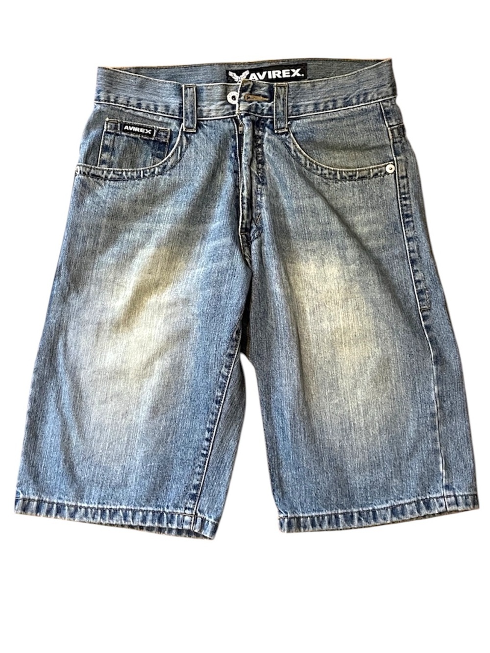 Avirex Men's Faded Blue Denim Jean Shorts waist size 30